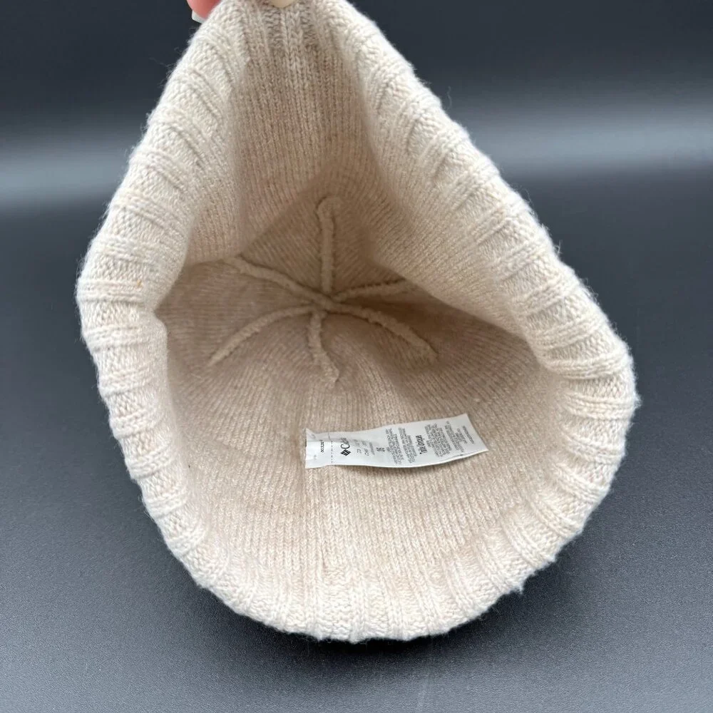 Columbia Beanie Hat Loma Vista Womens Ribbed Knit Dark Stone Cream - Picture 8 of 9
